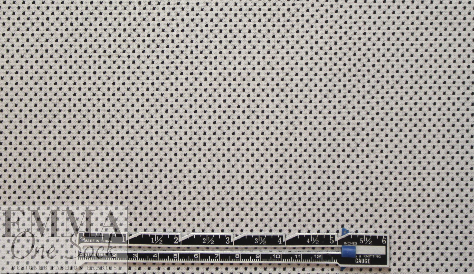 NY designer b/w dot cotton stretch reversible jacquard 1.5 yd