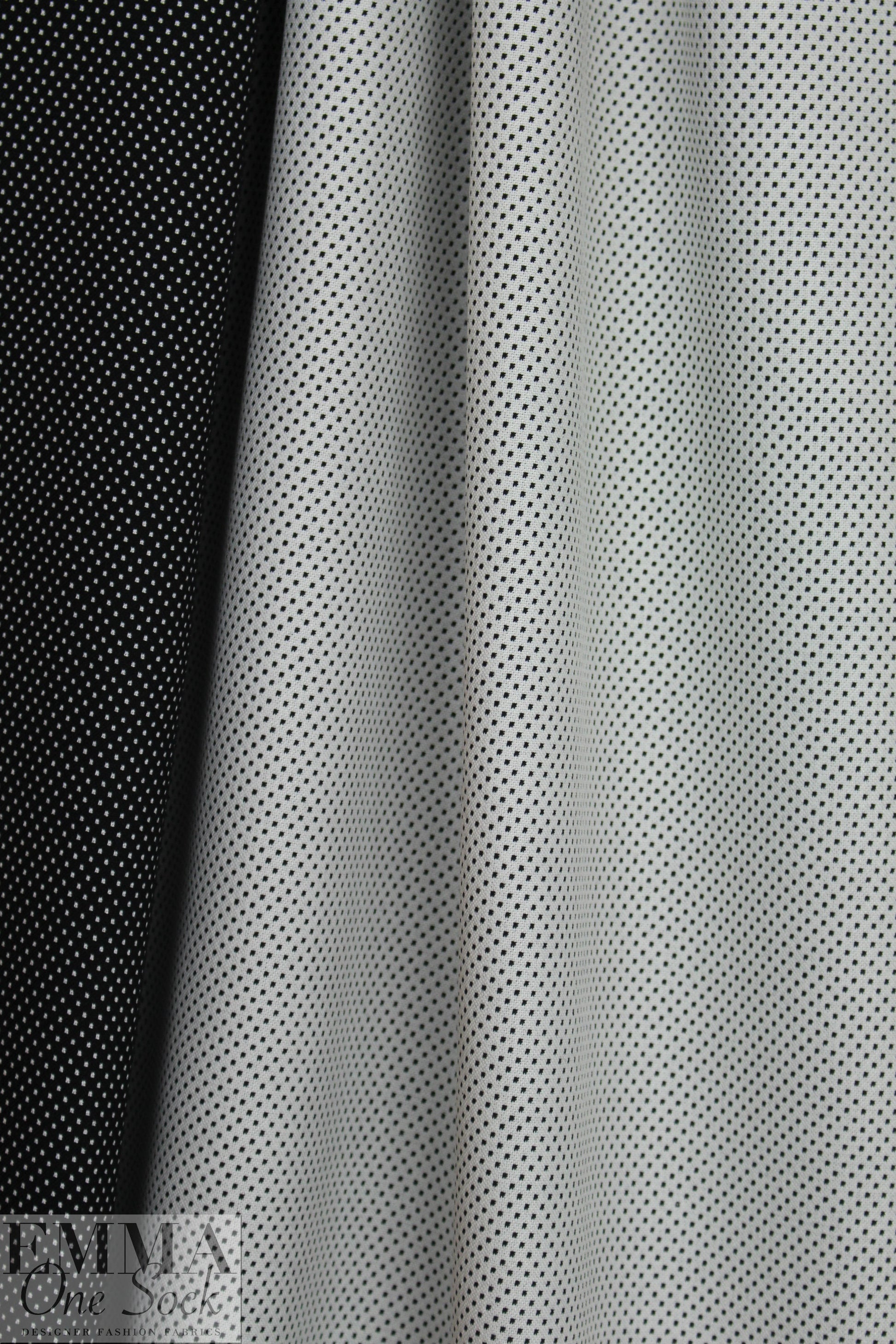 NY designer b/w dot cotton stretch reversible jacquard