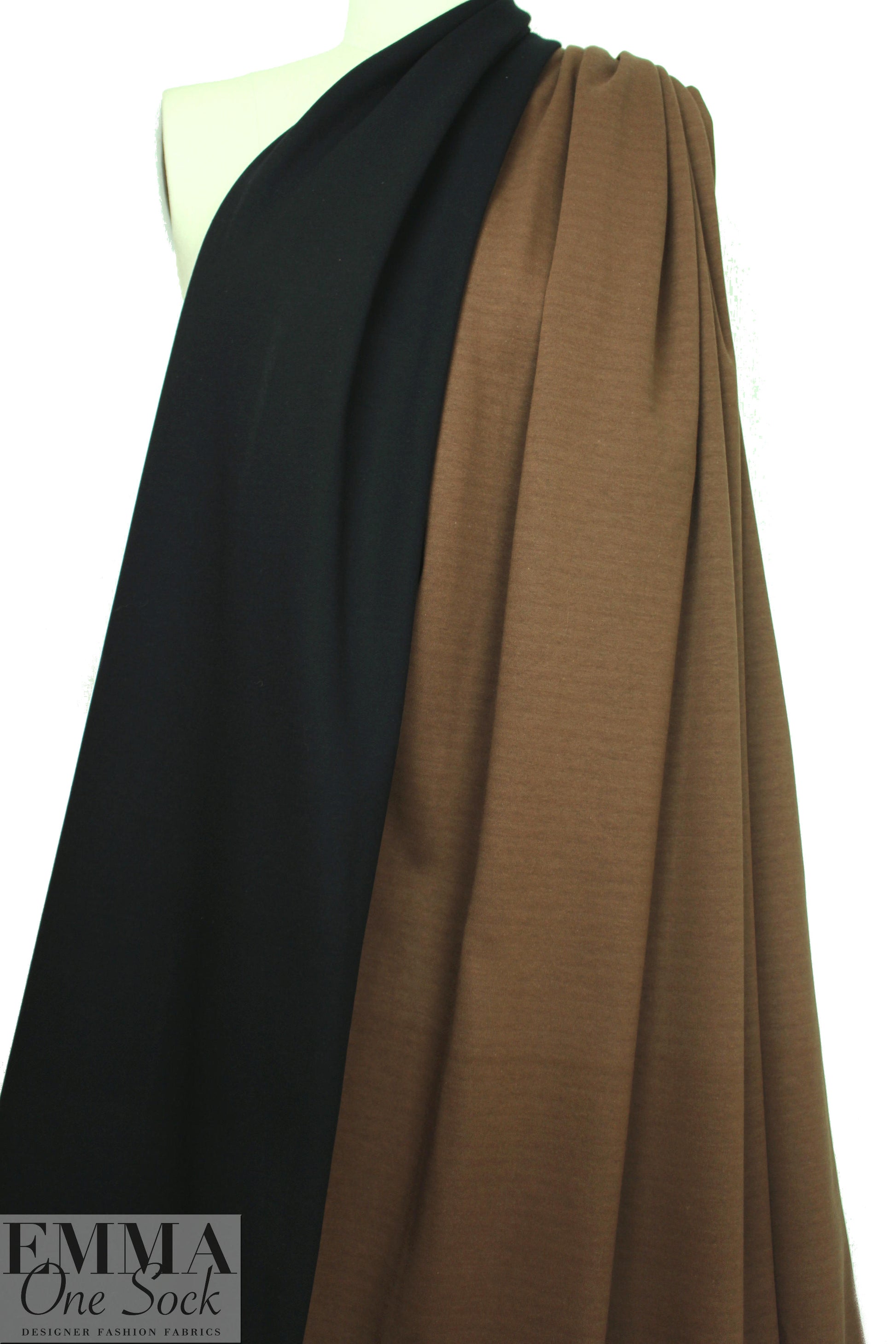 Italian double-sided cotton knit - nutmeg/black