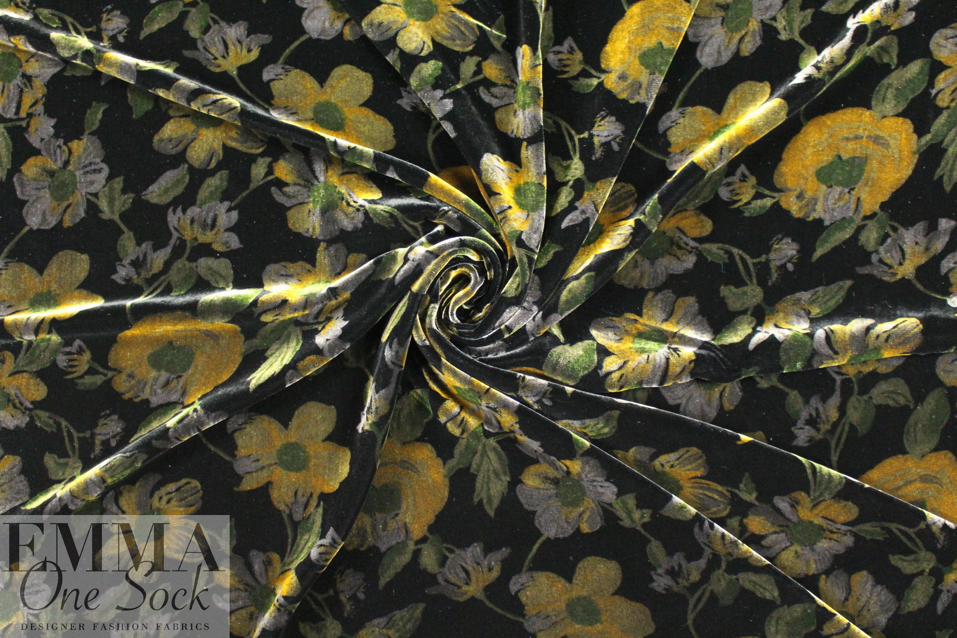 NY designer lush rayon/silk velvet - amber floral