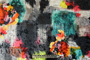 painterly abstract flowers stretch velvet .75 yds