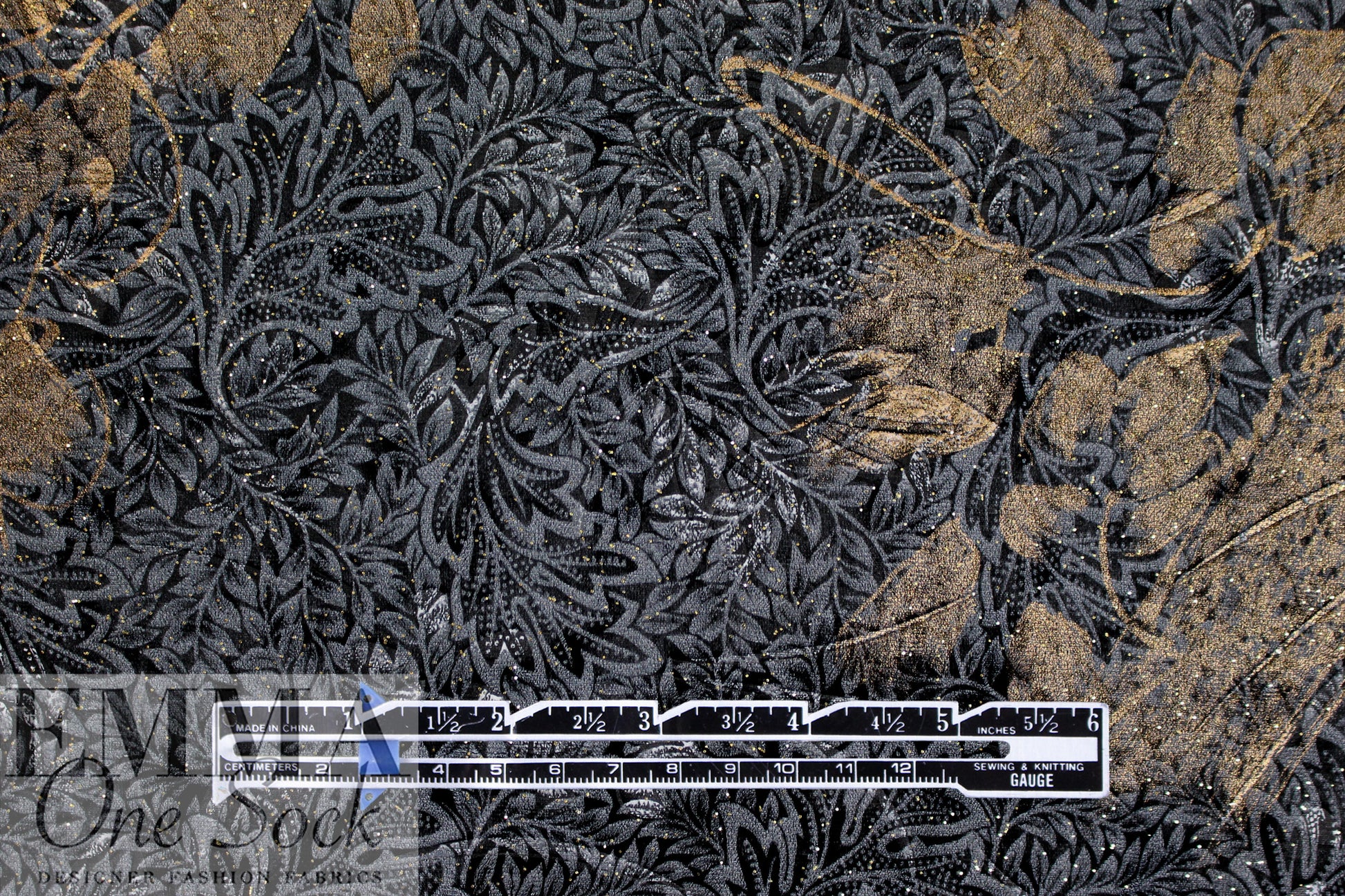 'enchanting flora' printed velveteen knit 1 yard