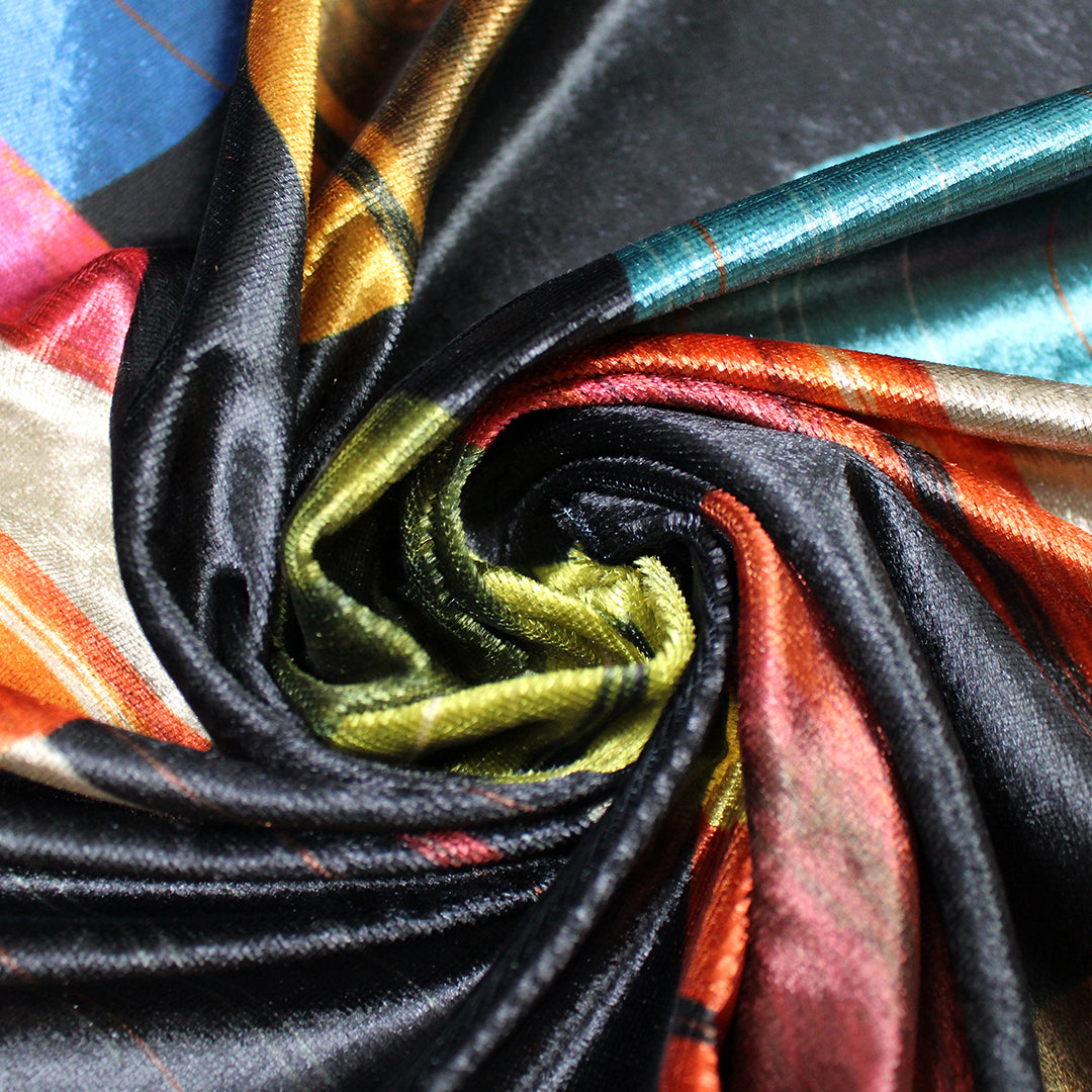 French 'floating colors' design stretch velvet knit .875 yds