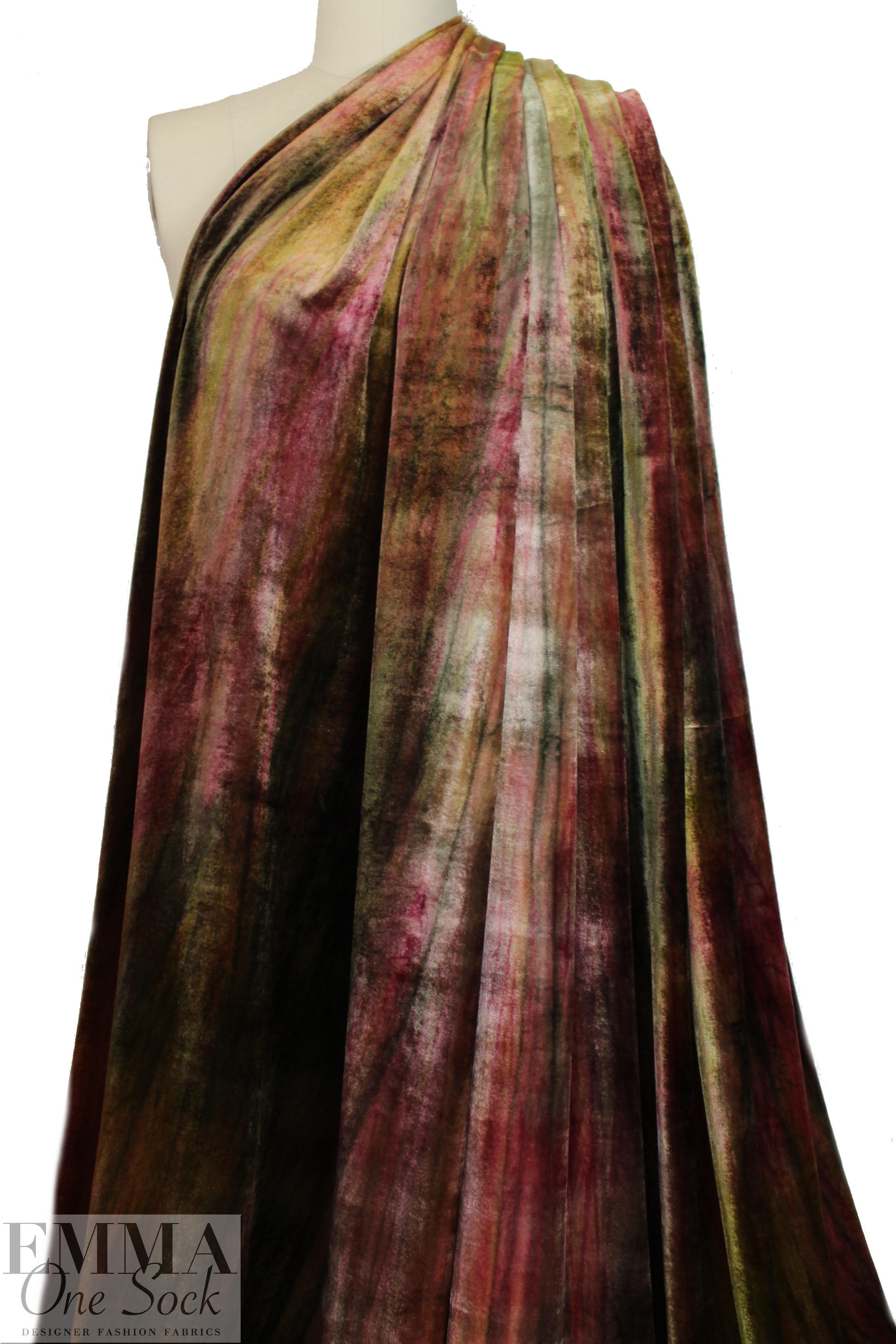 French lush viscose/silk velvet - autumn tie dye 1.75 yds