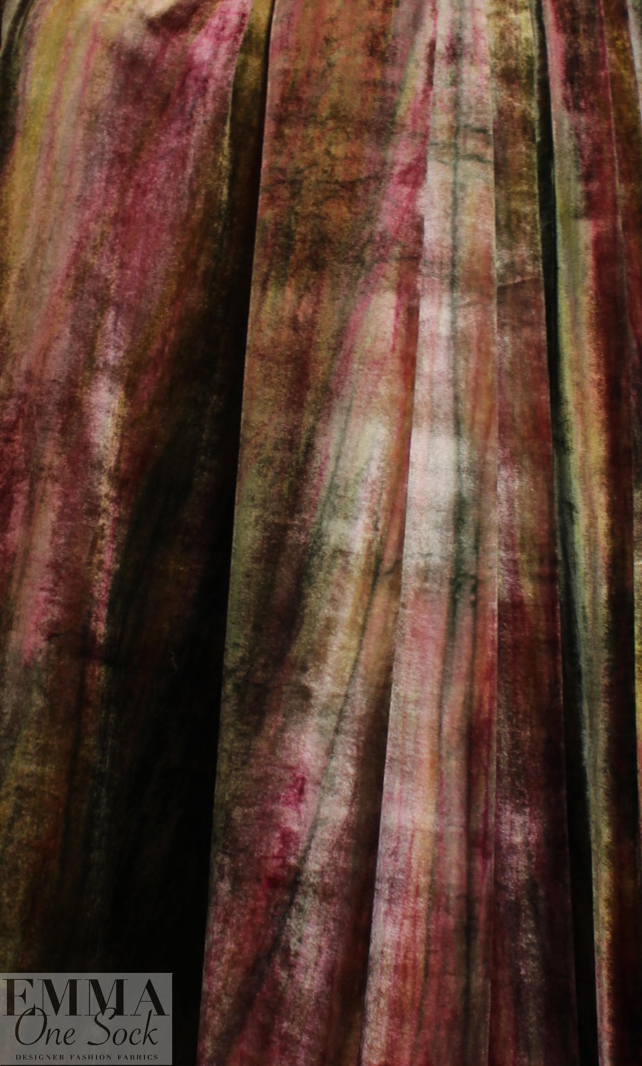 French lush viscose/silk velvet - autumn tie dye 1.75 yds