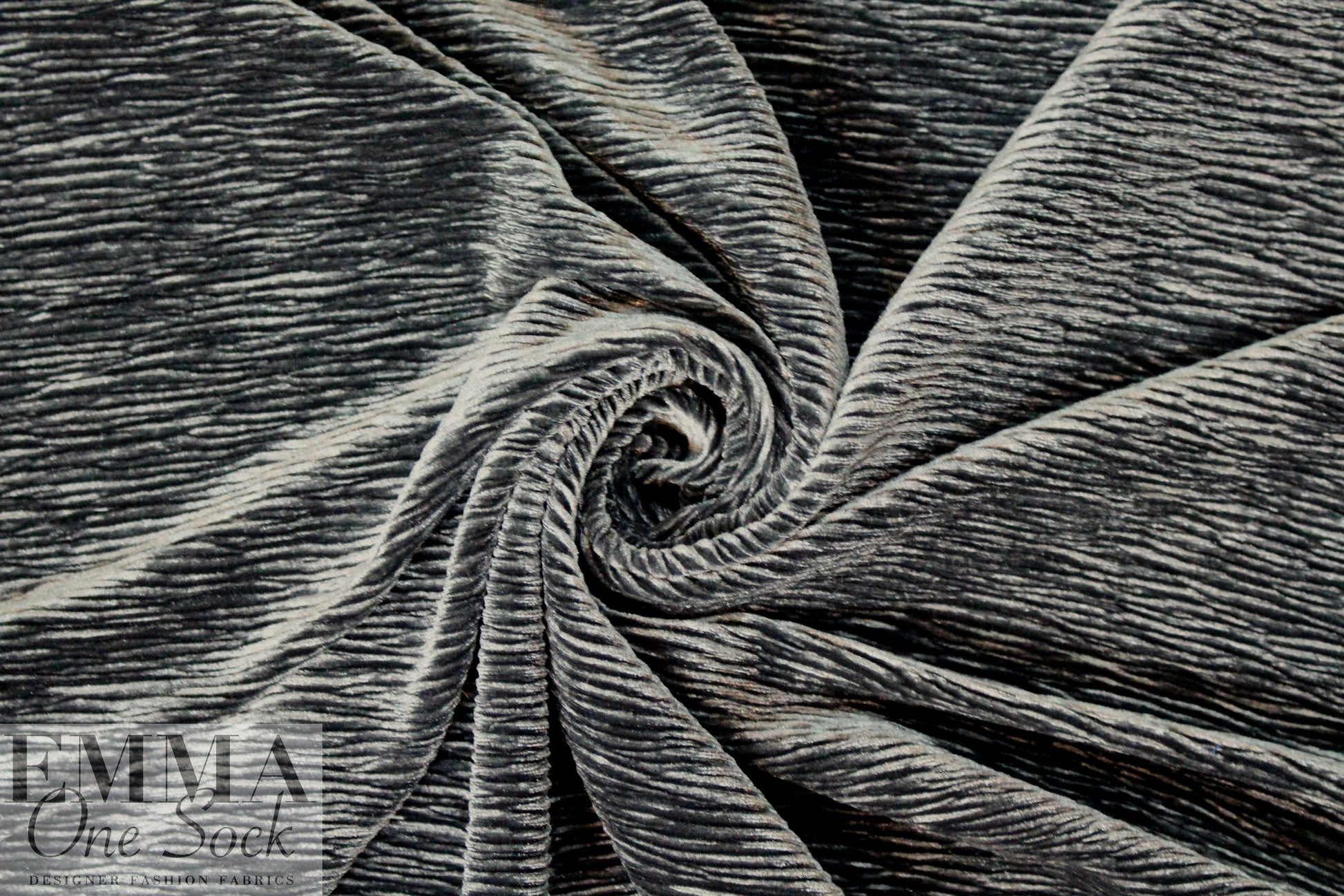 CA designer pewter velvet accordion plisse' 1.625 yd