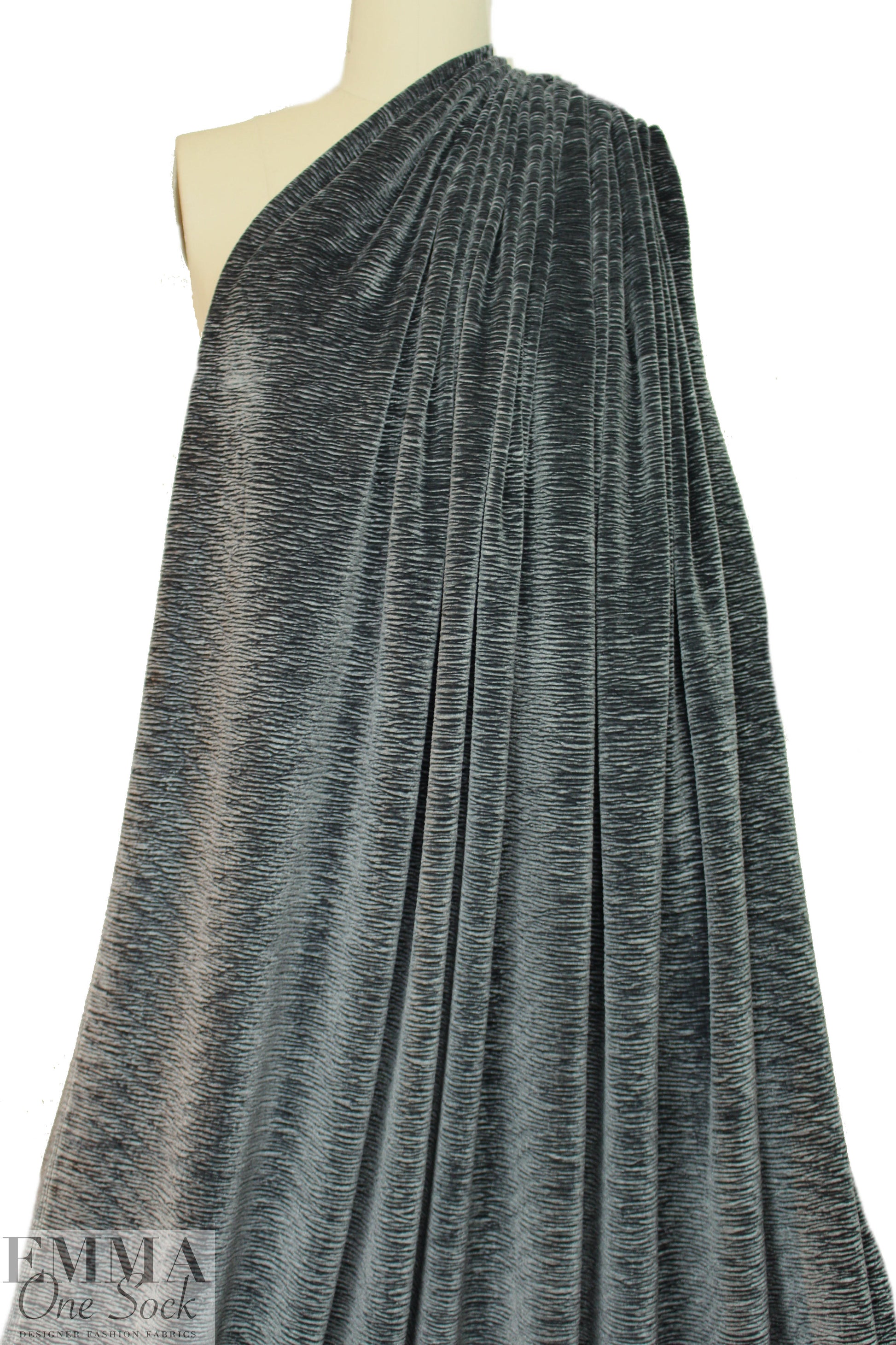 CA designer pewter velvet accordion plisse' 2 yd