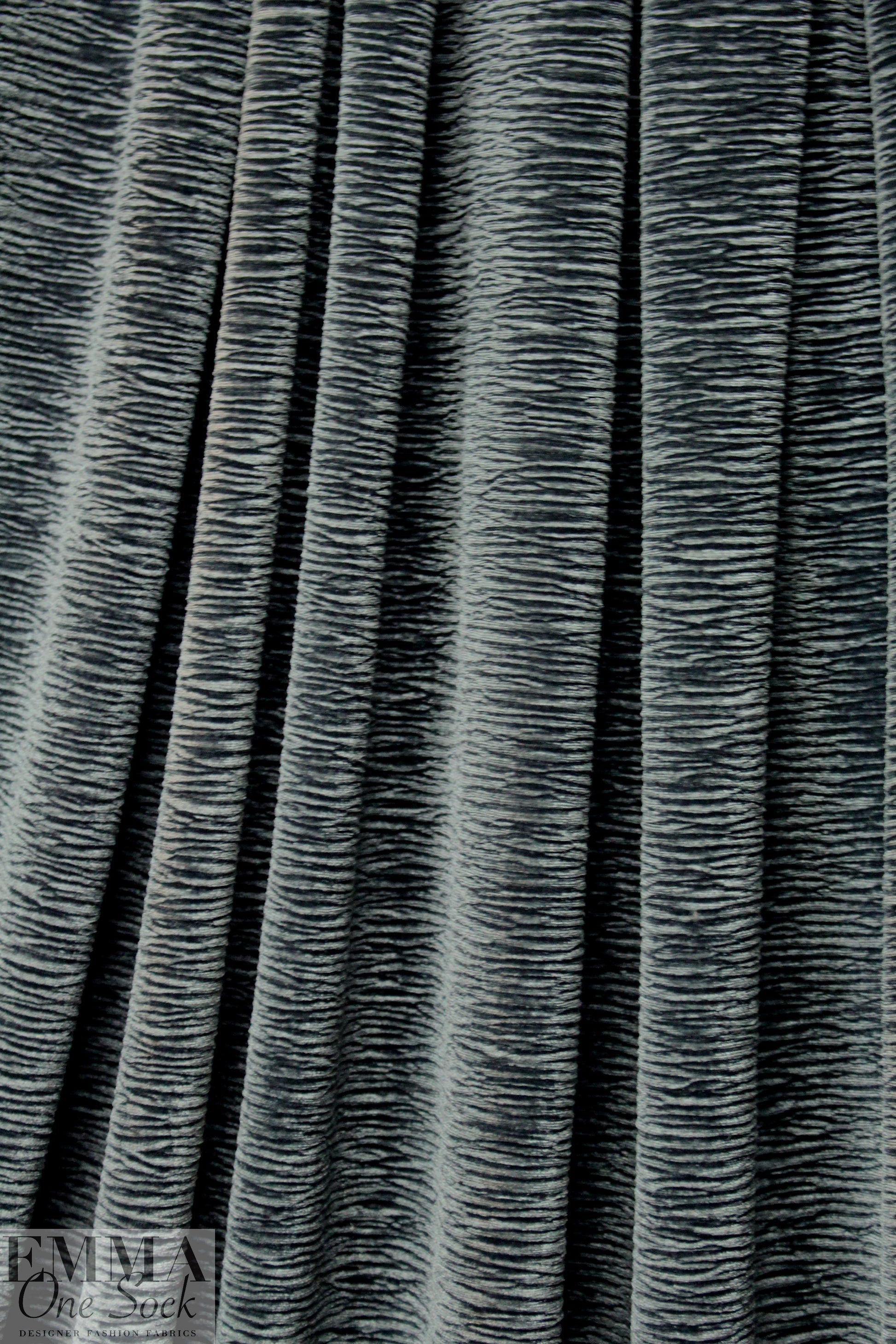 CA designer pewter velvet accordion plisse' 1.625 yd