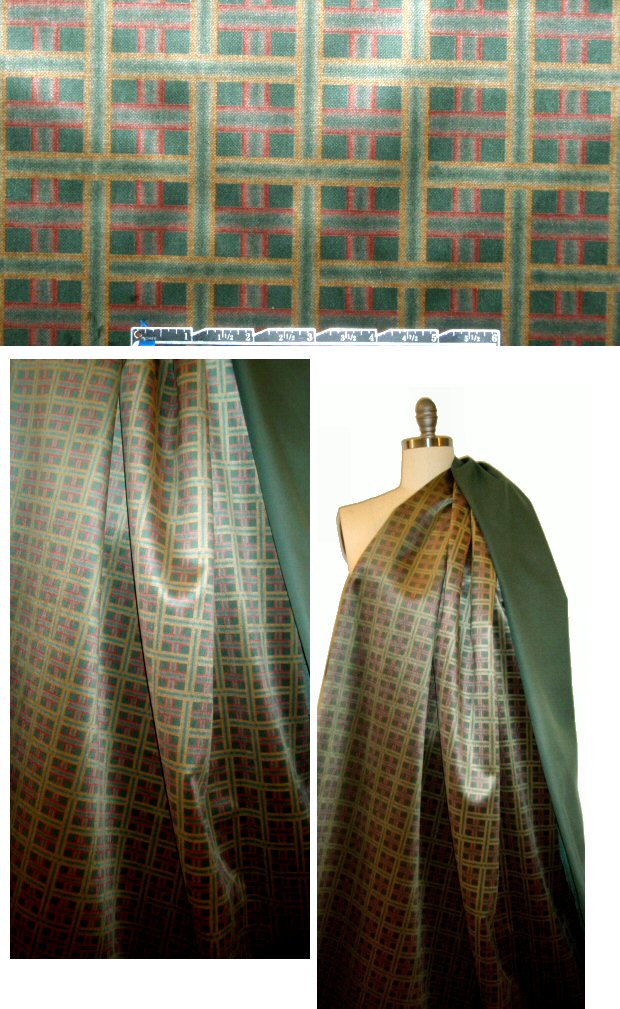 Italian velveteen plaid water-resistant jacketwear - spruce 1.875 yd