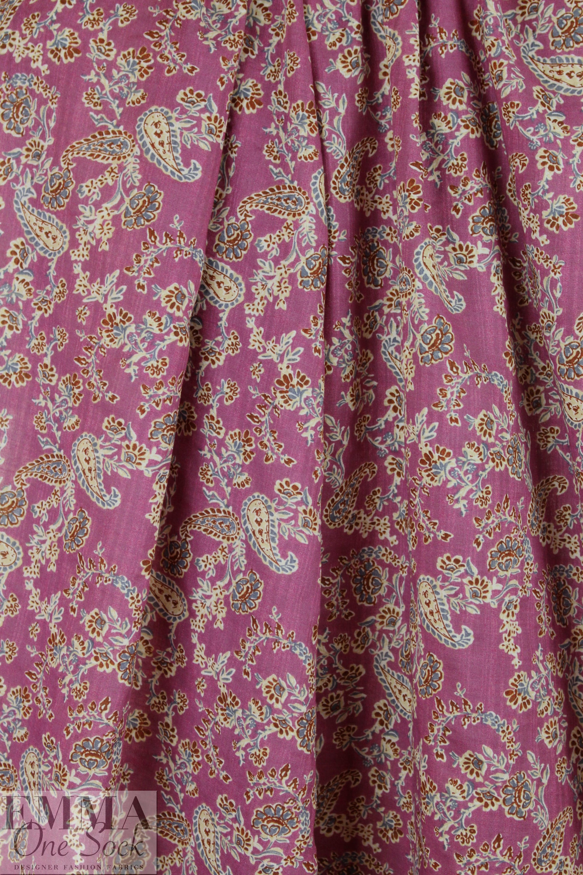 'flower child' cotton/rayon voile woven - red plum 1 yard