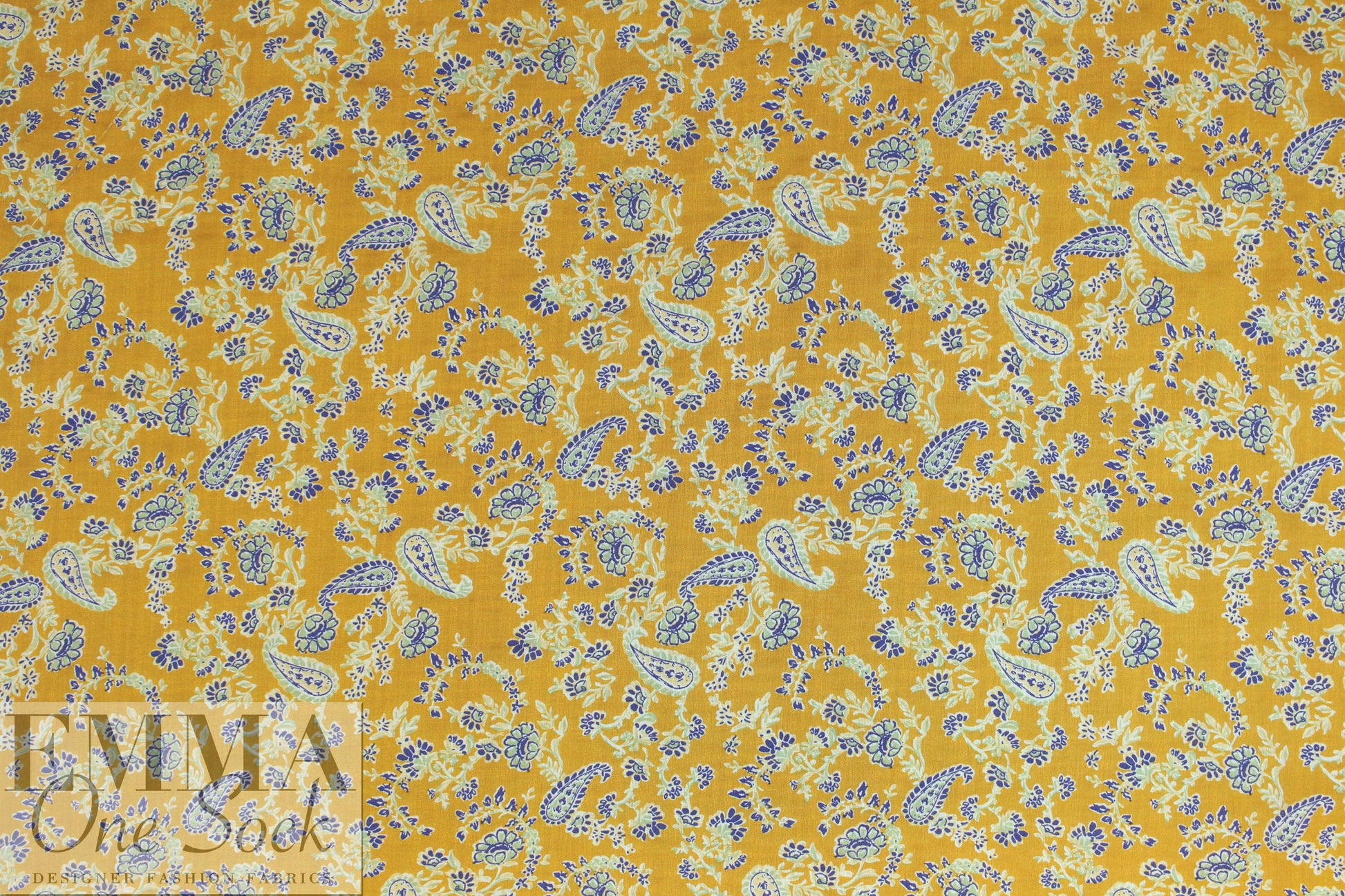 'flower child' cotton/rayon voile woven - mustard 1.5 yd
