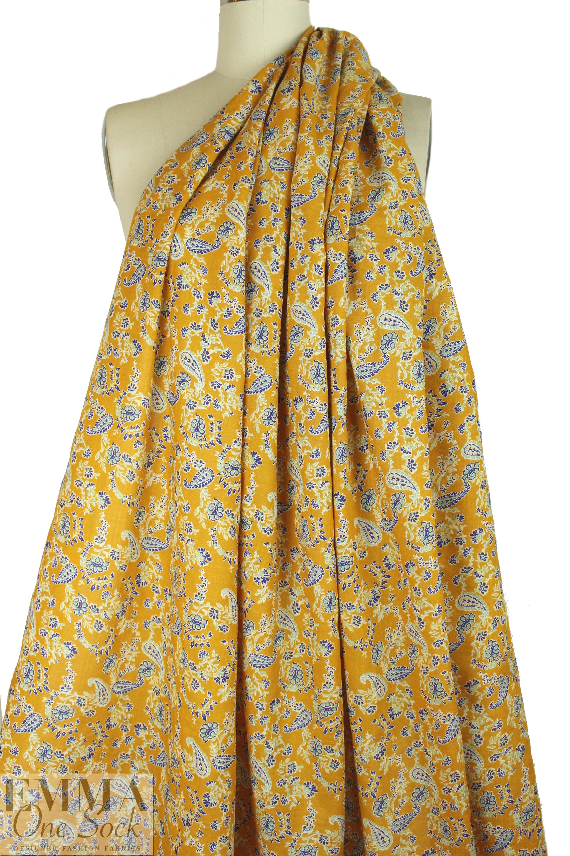 'flower child' cotton/rayon voile woven - mustard 2 yd