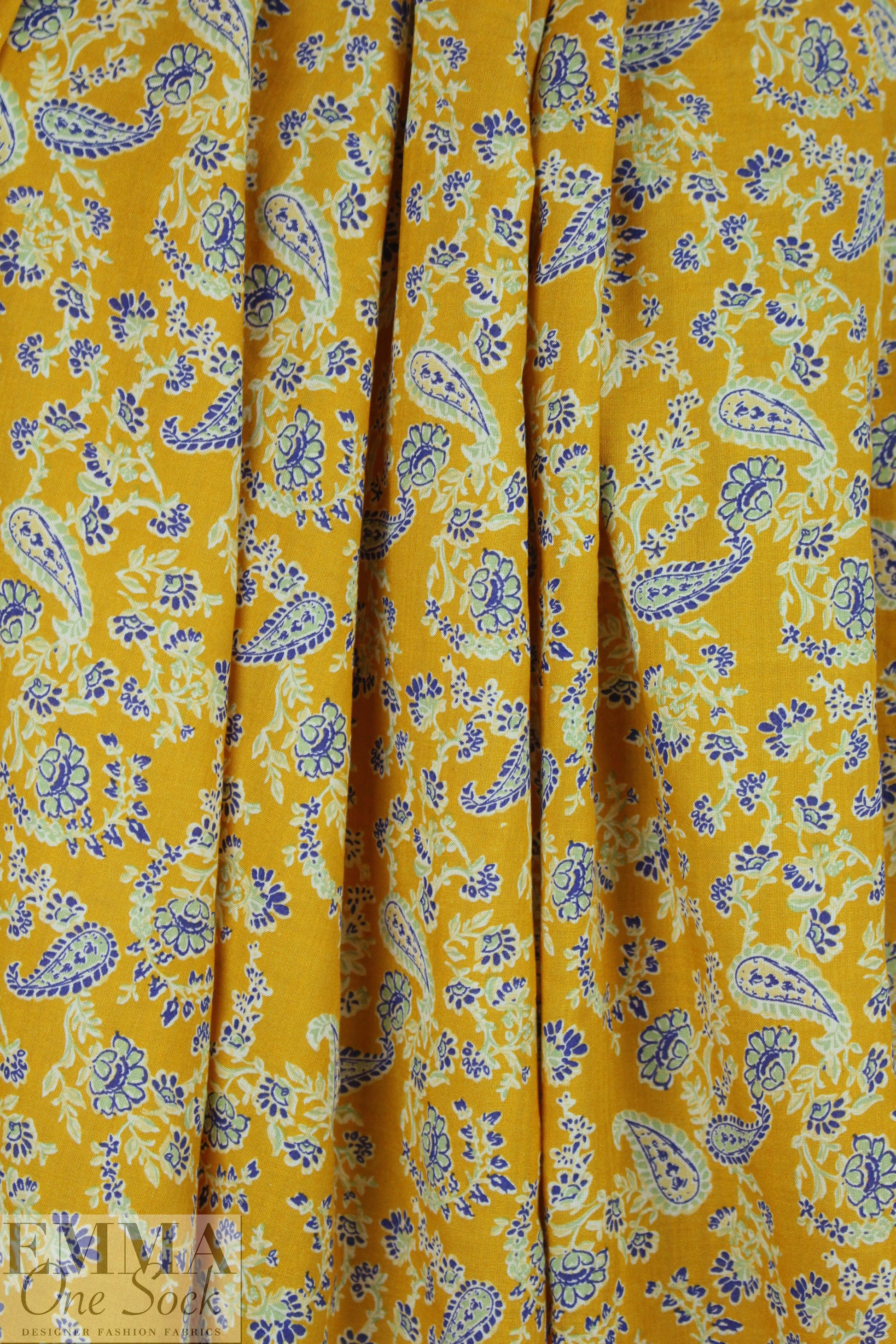 'flower child' cotton/rayon voile woven - mustard 2 yd