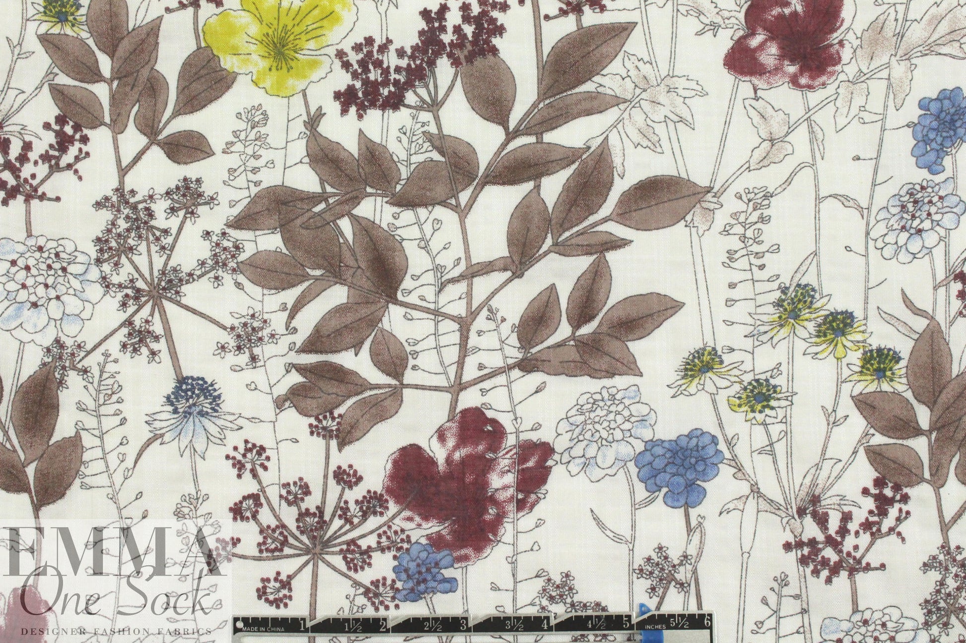 'wildflowers' cotton/rayon voile woven - off-white