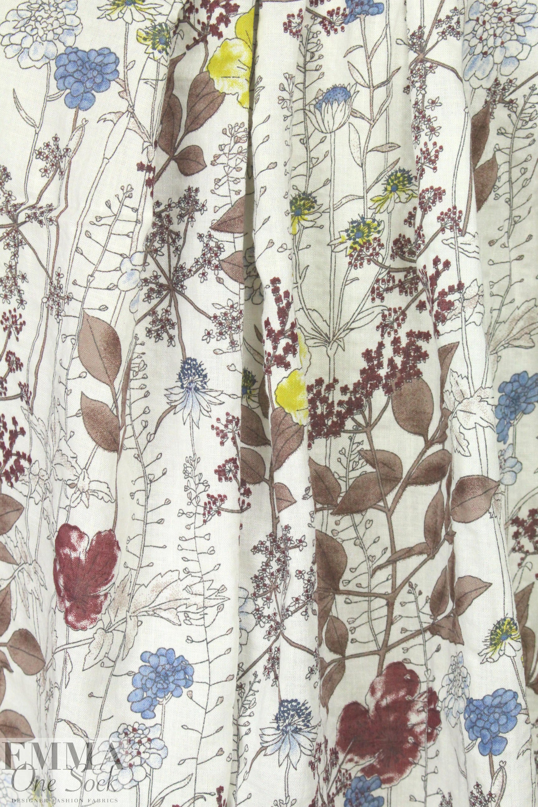 'wildflowers' cotton/rayon voile woven - off-white 2.25 yd