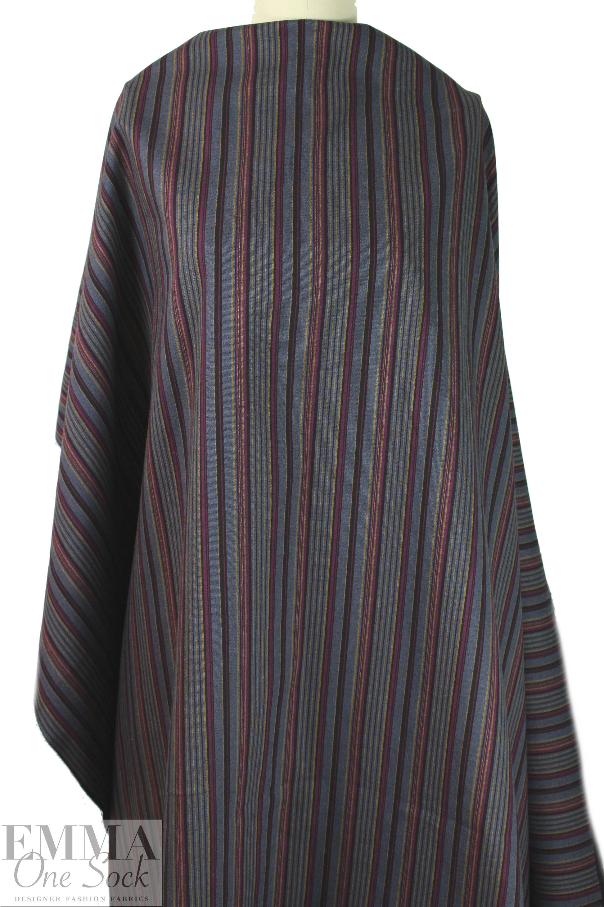 Italian vertical stretch denim striped woven