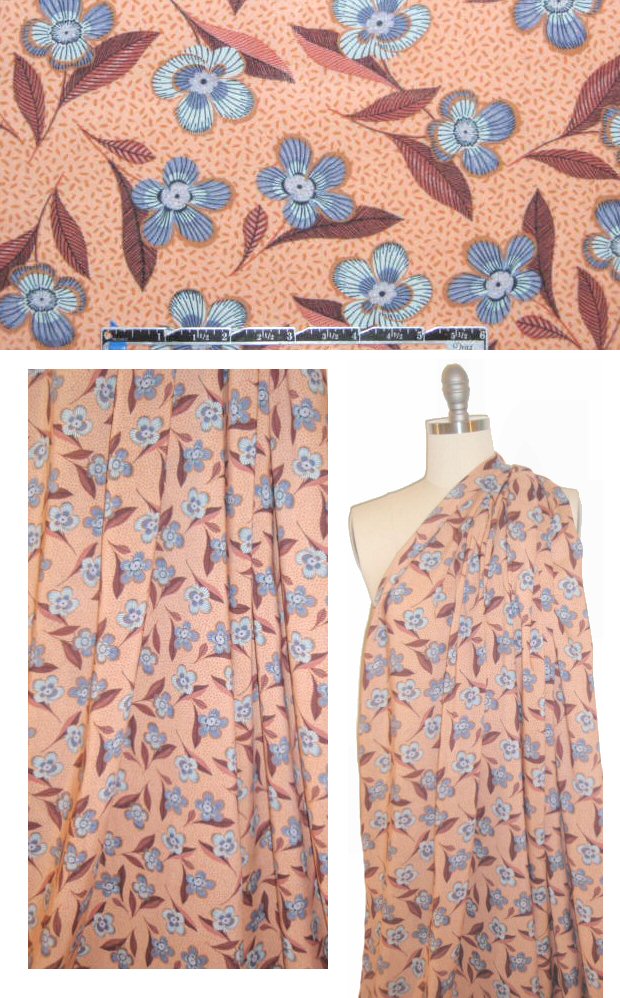 decorative floral design viscose woven - peach