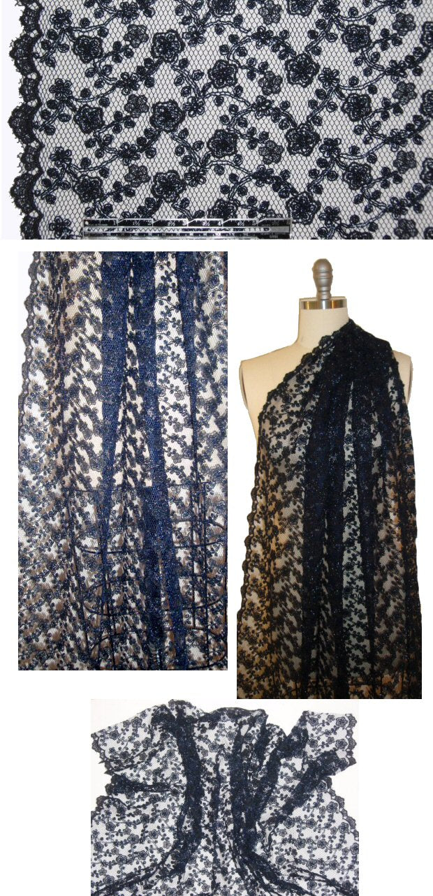 vintage Italian Ra1ph Lauren scalloped lace - midnight