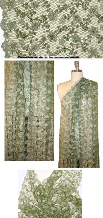 vintage Italian Ra1ph Lauren scalloped lace - sage 2.5 yd