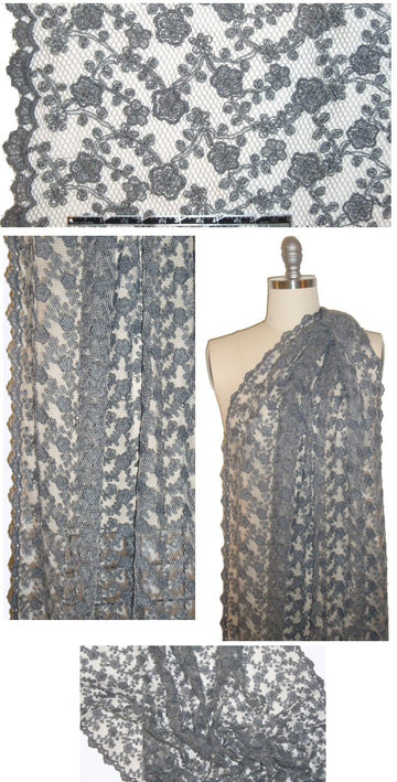 vintage Italian Ra1ph Lauren scalloped lace - grey 2.5 yd