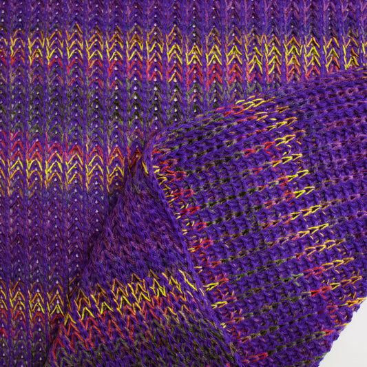 sweater knit, chunky rib wool blend - moss and violet