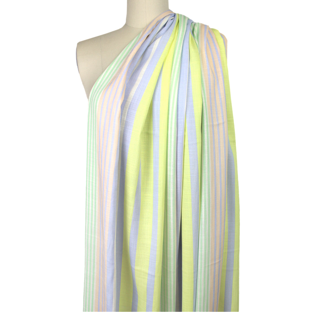 Italian pastel stripe linen-look viscose woven 1.875 yd