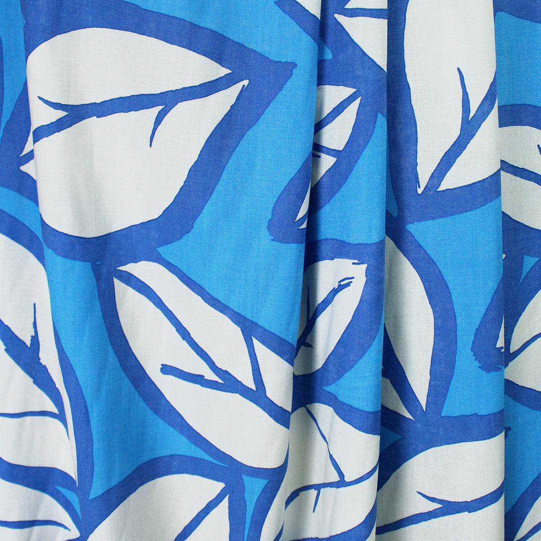 Ch1oe 'leaves on blue' viscose/linen woven .75 yds