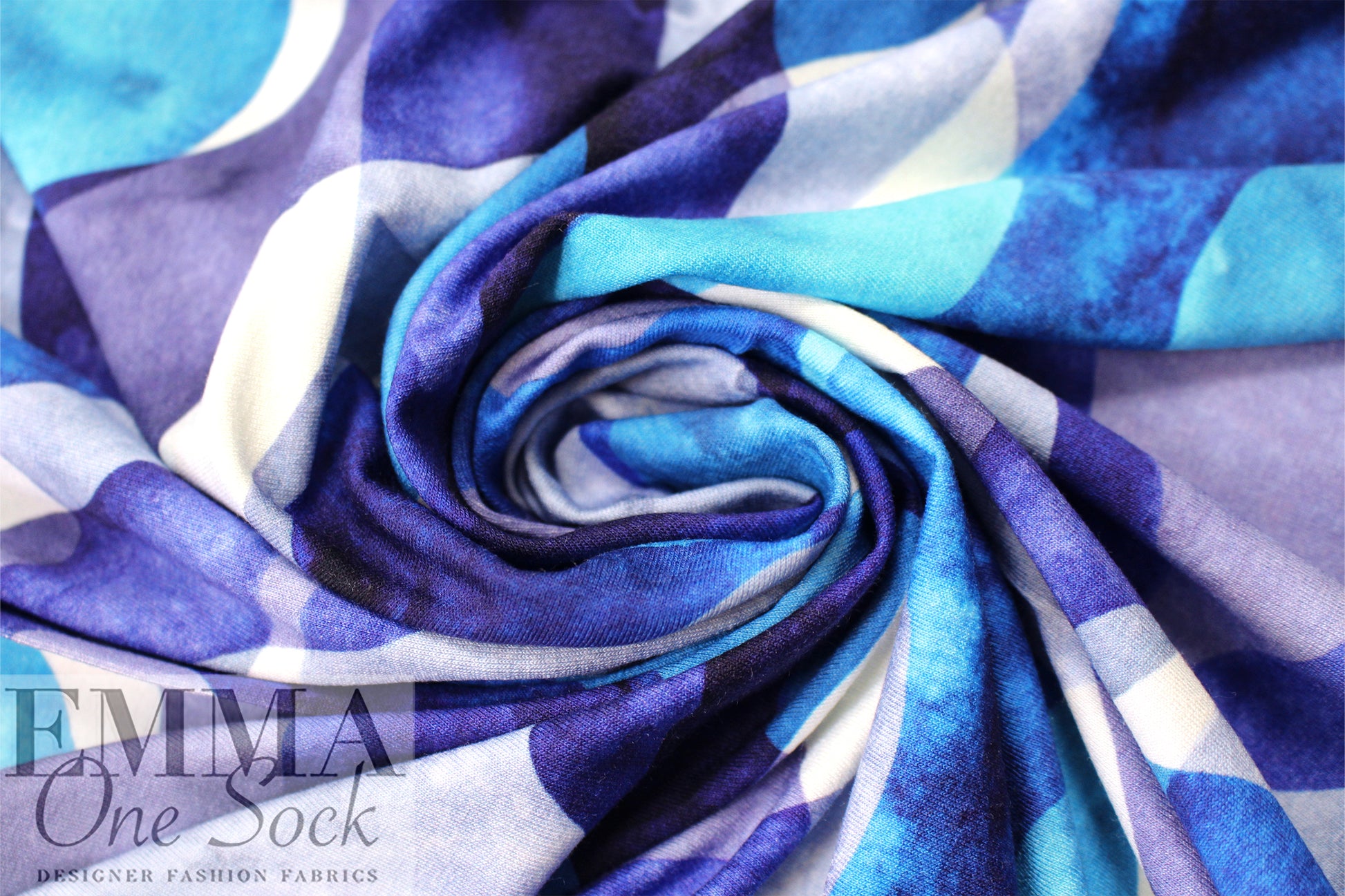 Dutch digital 'blue tide' VISCOSE knit Oeko-Tex cert. 1.75 yds