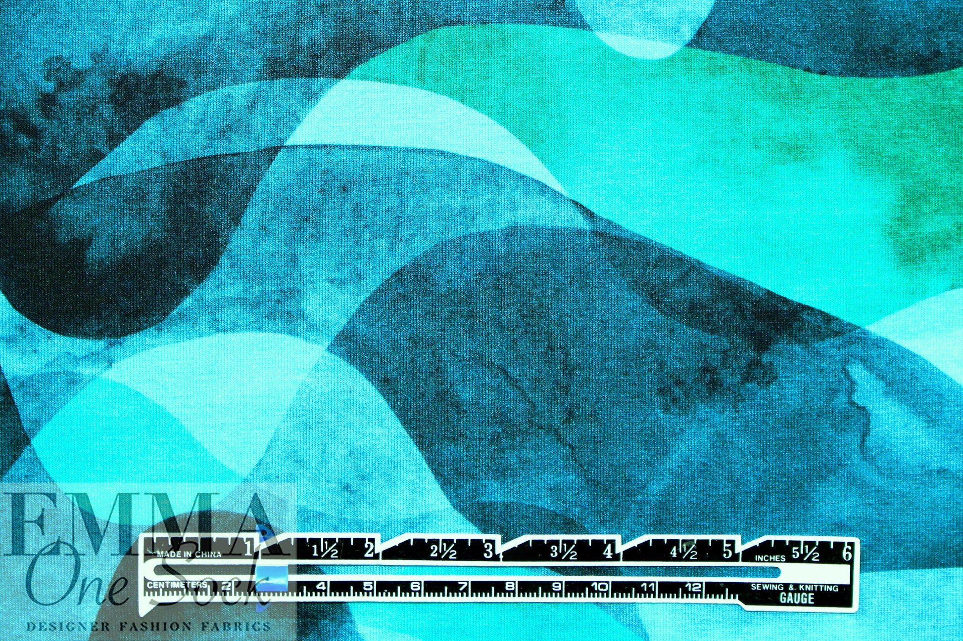 Dutch digital 'jade tide' VISCOSE knit Oeko-Tex cert. .625 yds