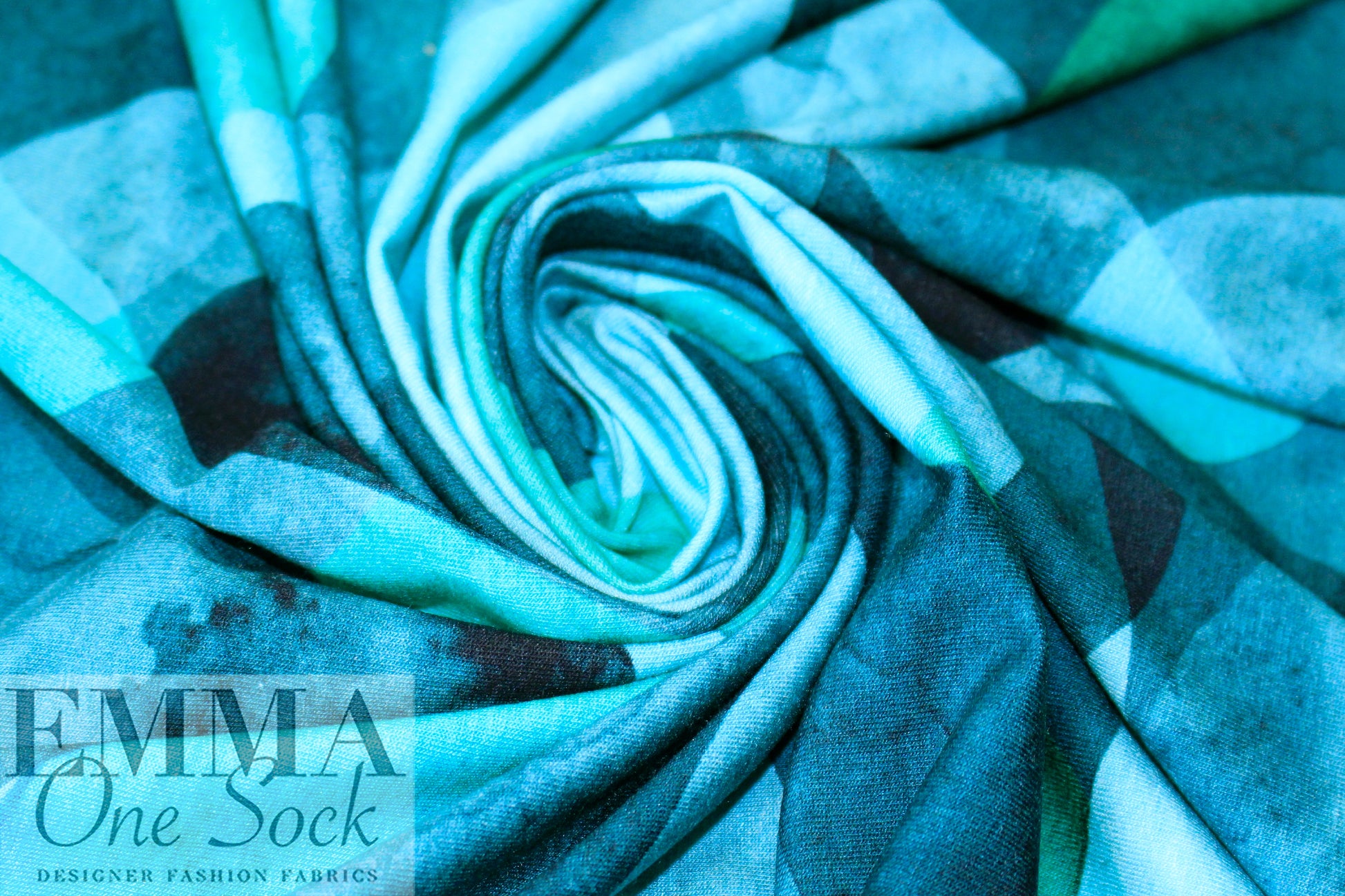 Dutch digital 'jade tide' VISCOSE knit Oeko-Tex cert. 1.125 yds