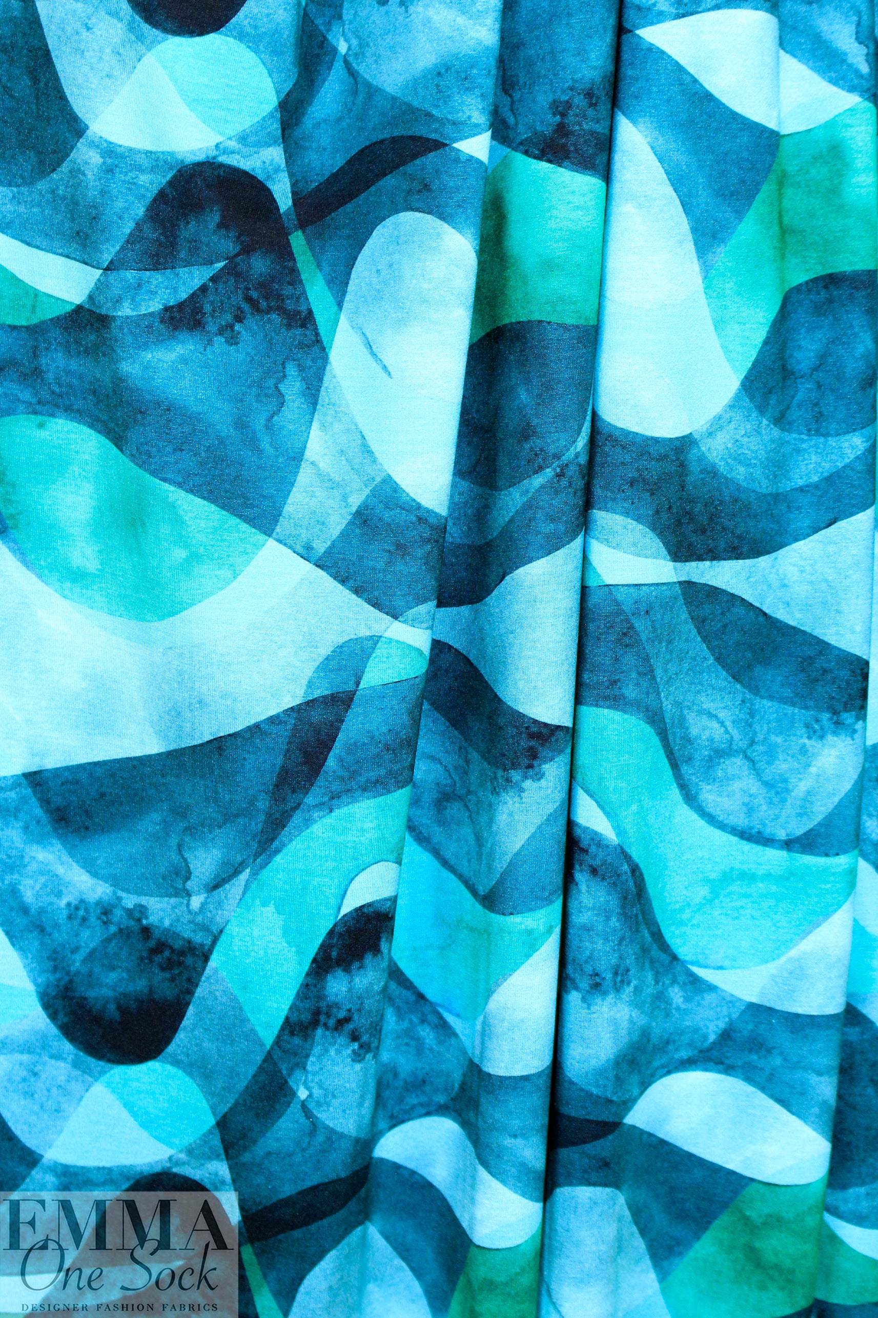Dutch digital 'jade tide' VISCOSE knit Oeko-Tex cert. 1.125 yds