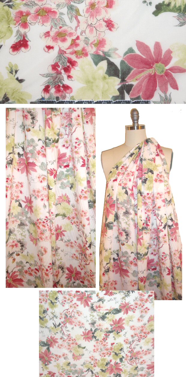 French digital drapey viscose woven - summer blossoms 1.38 yds