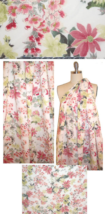 French digital drapey viscose woven - summer blossoms 1.38 yds