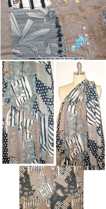 Italian 'crafty collage' viscose crepe - taupe