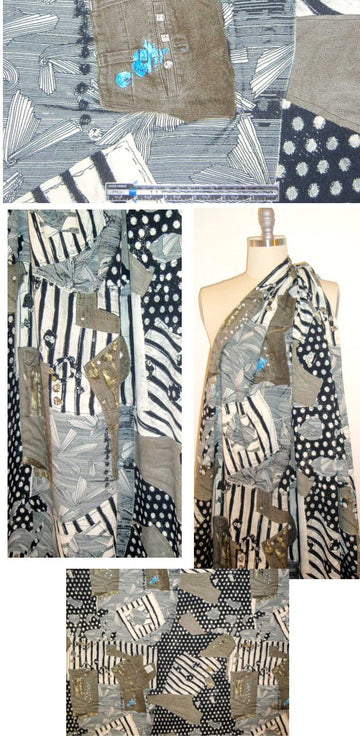 Italian 'crafty collage' viscose crepe - loden