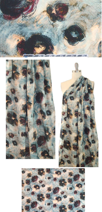 Italian watercolor floral viscose woven