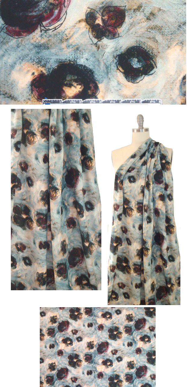 Italian watercolor floral viscose woven 1.75 yd