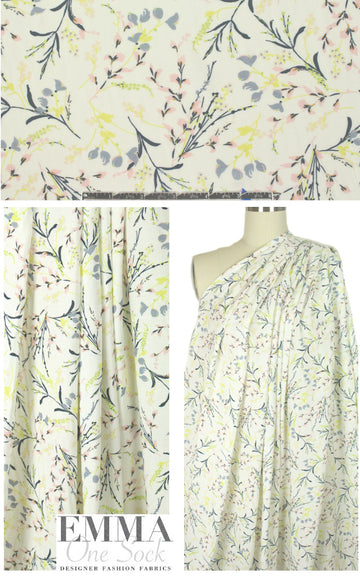 French digital viscose voile - delicate flower