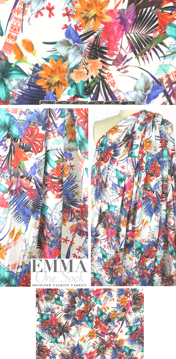 French digital viscose woven - tropic montage .75 yds