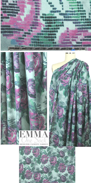 Italian pixel flowers fine viscose crepe 1.75 yd