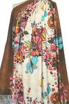 Italian stylized floral double border viscose woven