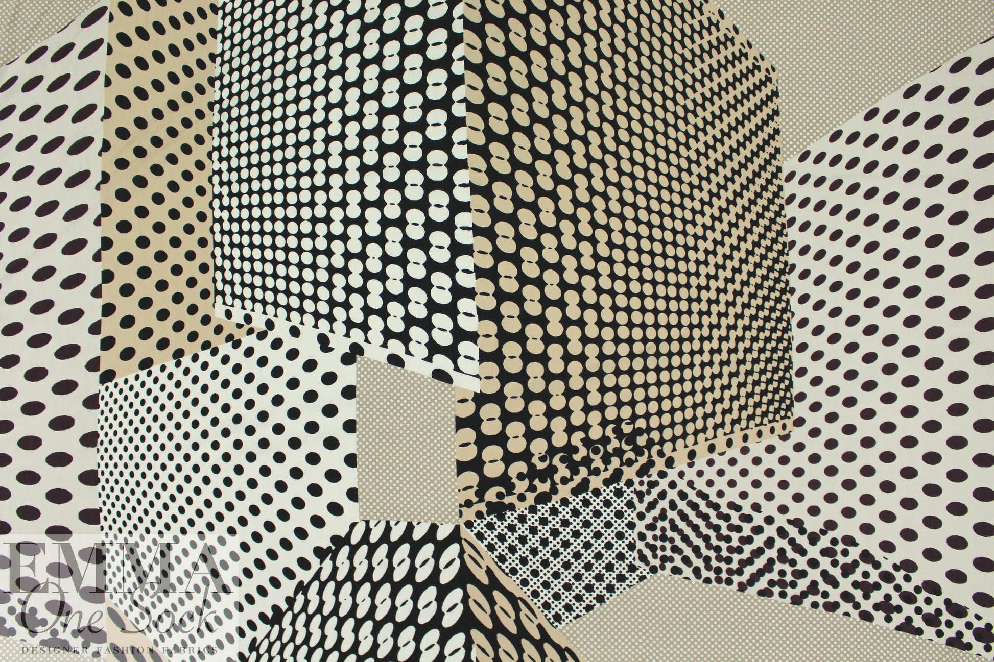 Italian dotty patchwork viscose woven