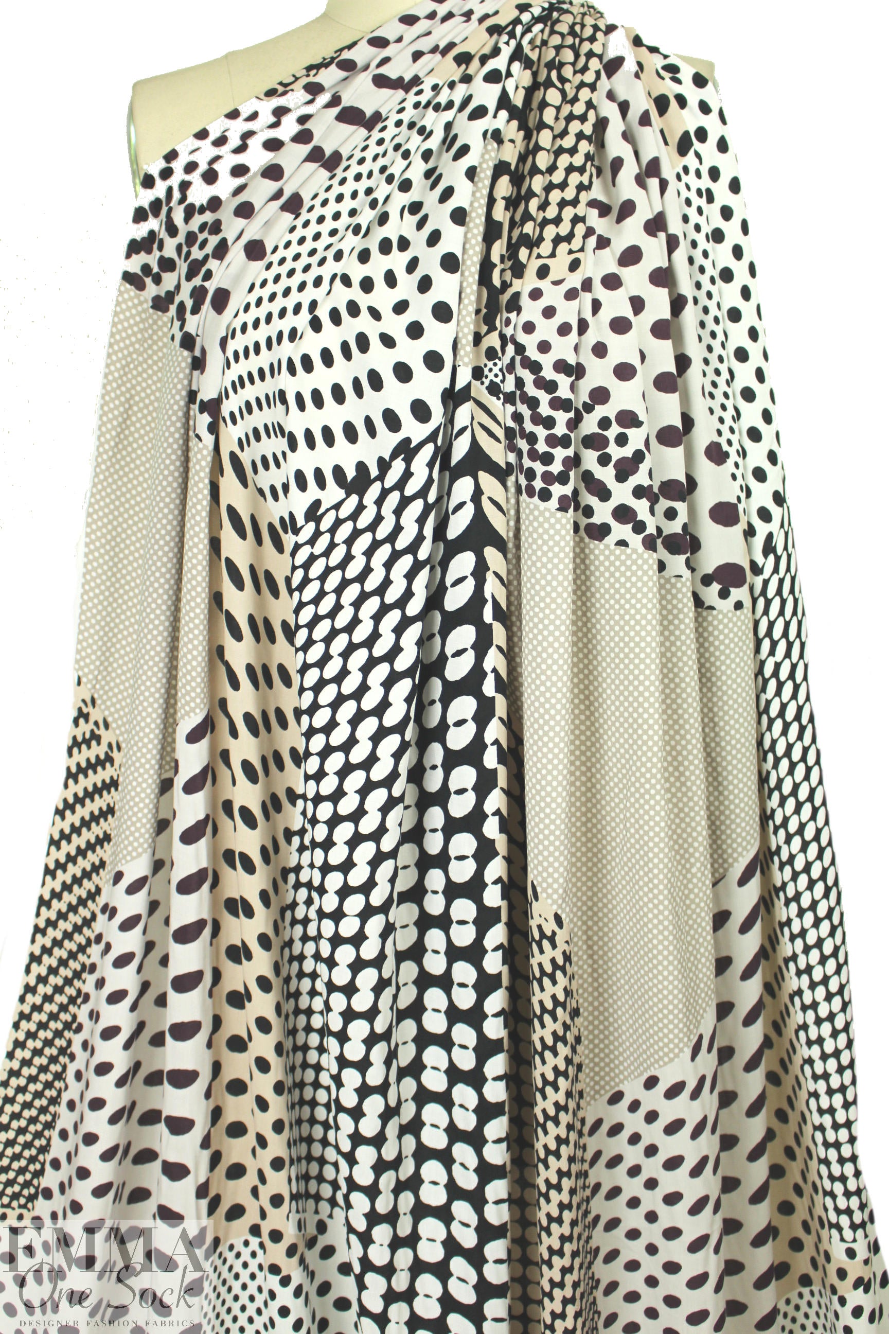 Italian dotty patchwork viscose woven