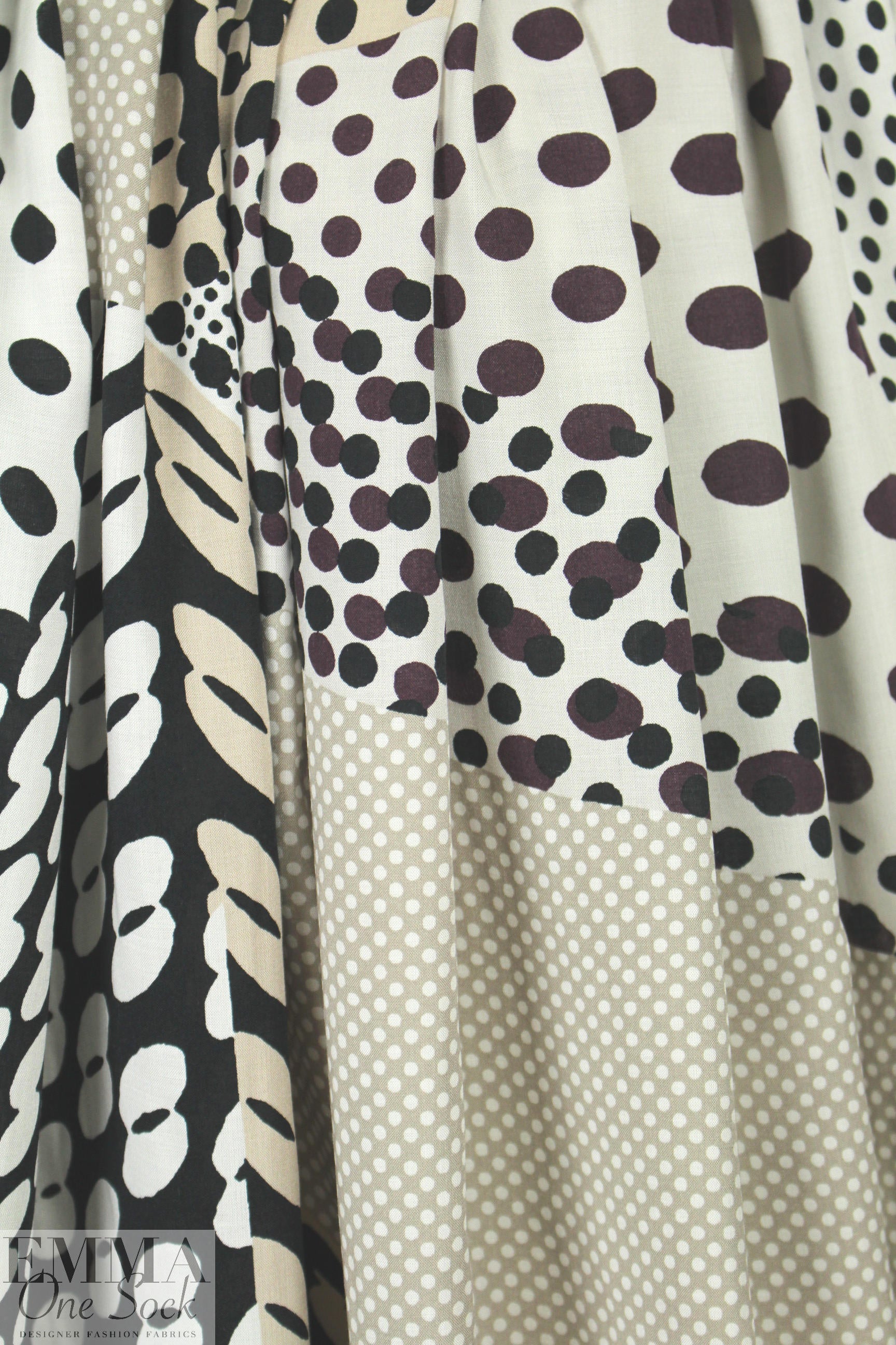 Italian dotty patchwork viscose woven