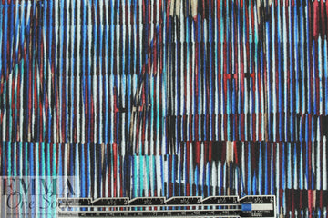 Italian slatted abstract hammered viscose woven