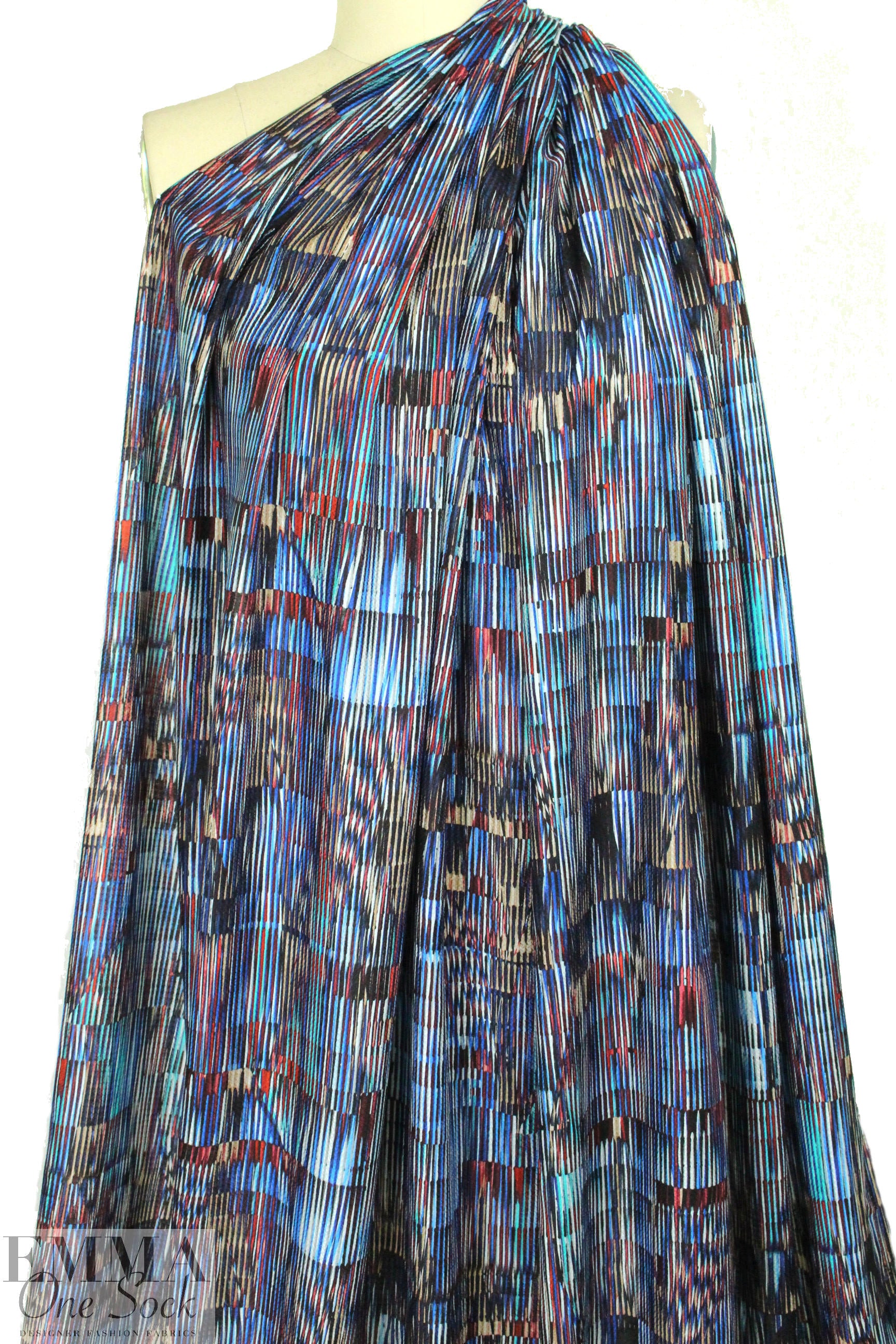 Italian slatted abstract hammered viscose woven