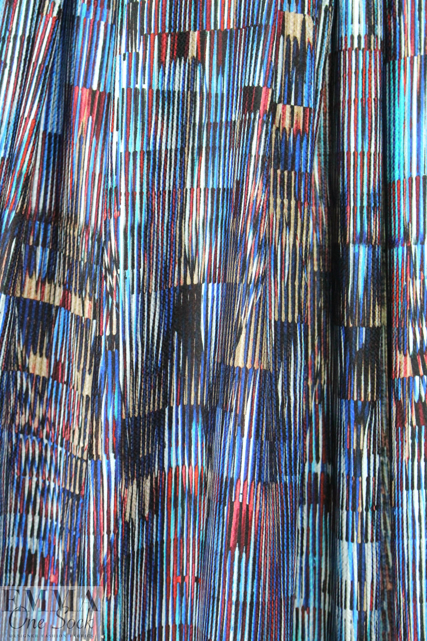 Italian slatted abstract hammered viscose woven