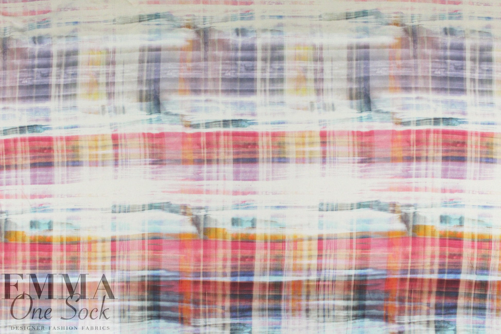 Italian streaky plaid print viscose woven