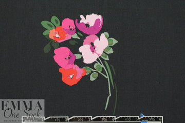 Italian scattered bouquets viscose drapey twill woven 2.125 yd