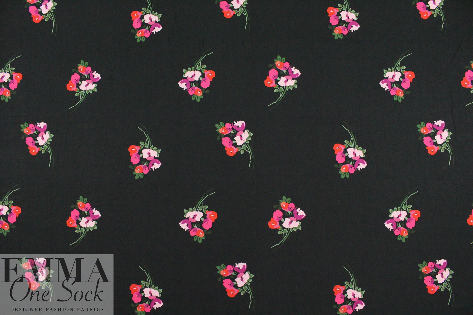 Italian scattered bouquets viscose drapey twill woven 1.5 yd